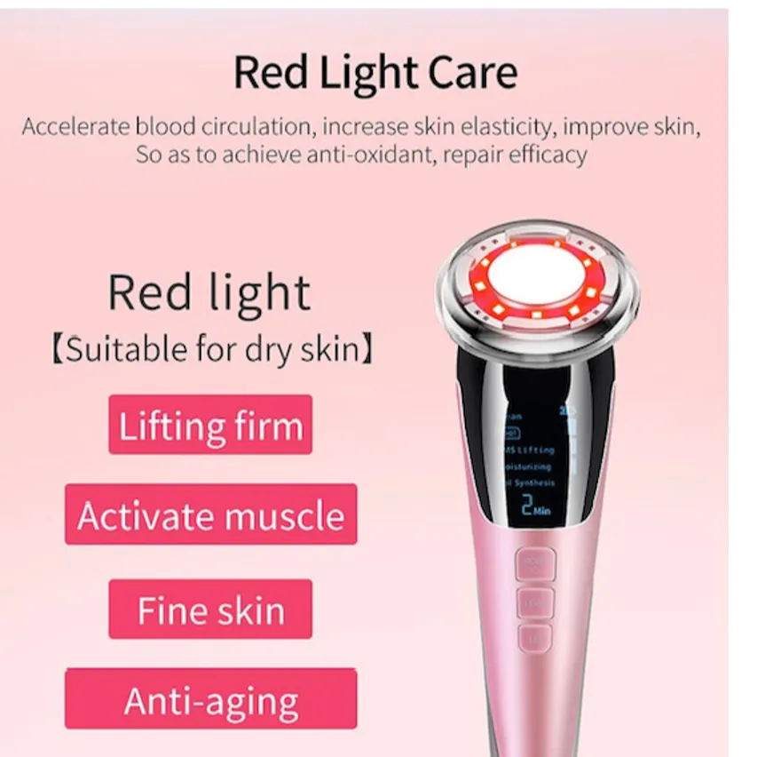 EMS  Warm and Cool LED Light Therapy Sonic Vibration Wrinkle Removal Skin Tightening Device