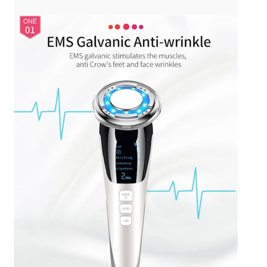 EMS  Warm and Cool LED Light Therapy Sonic Vibration Wrinkle Removal Skin Tightening Device