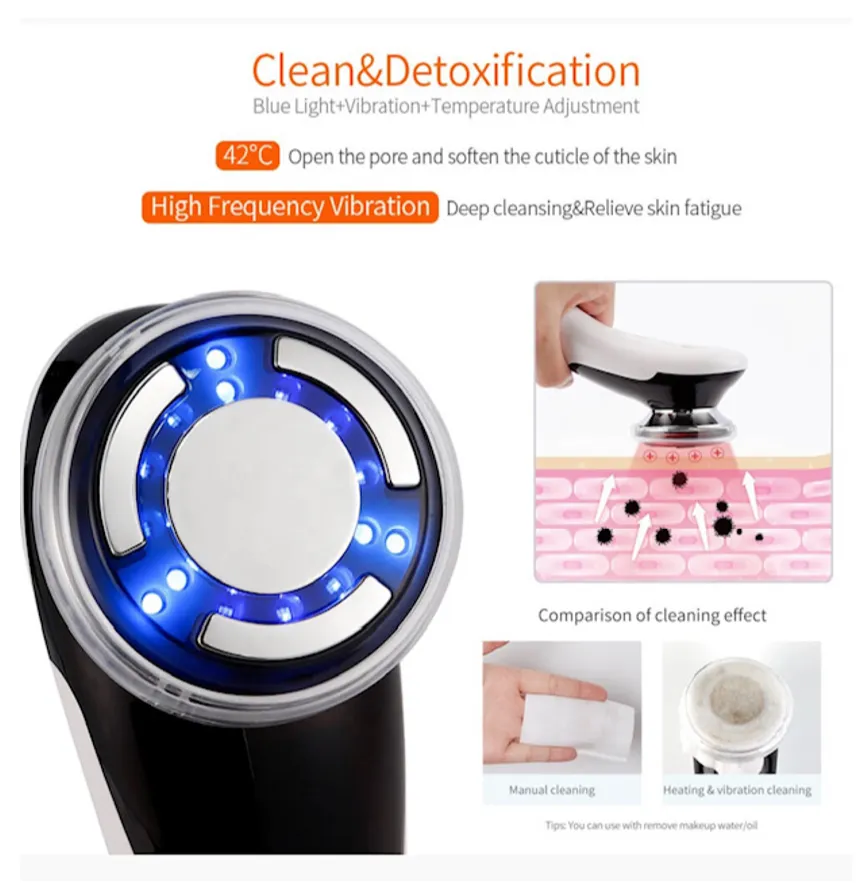 EMS  Warm and Cool LED Light Therapy Sonic Vibration Wrinkle Removal Skin Tightening Device