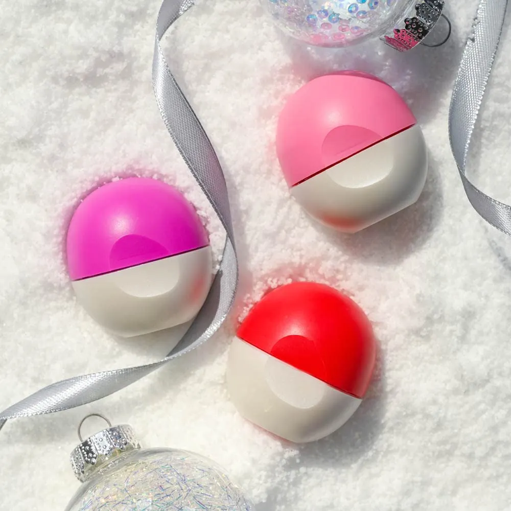 EOS Holiday Lip Balm Candy Cane Swirl Pink Champagne Raspberry Could