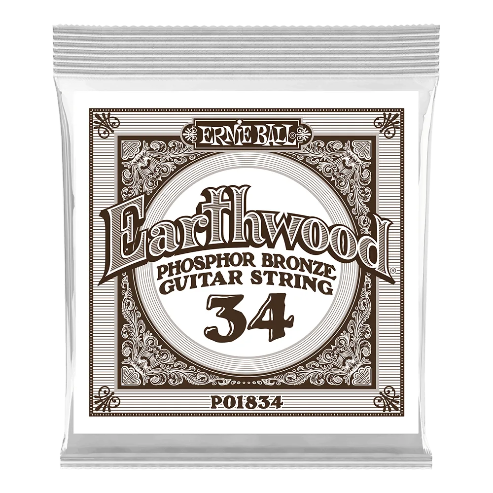 Ernie Ball 1834EB 6-Pack Earthwood Phosphor Bronze Acoustic Guitar Strings - 0.034