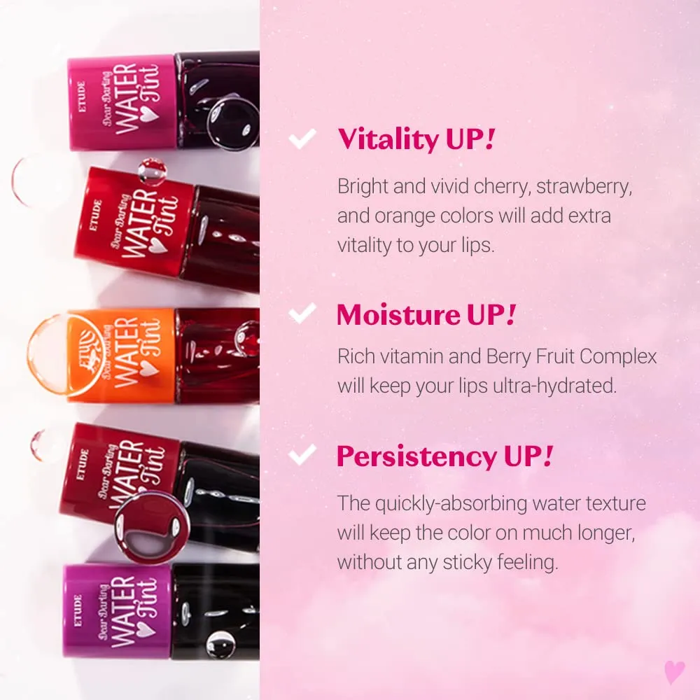 ETUDE Dear Darling Water Tint #5 Grape Ade | Vivid Color Lip Stain with Moisturizing Weightless & Non-sticky Finish Lip Stain | Smudge-proof & Lightweight Lip Tint | K-beauty