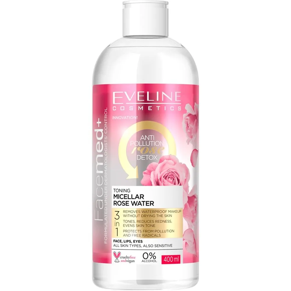 Eveline Cosmetics FaceMed  3 in 1 Toning Micellar Rose Water 400ml