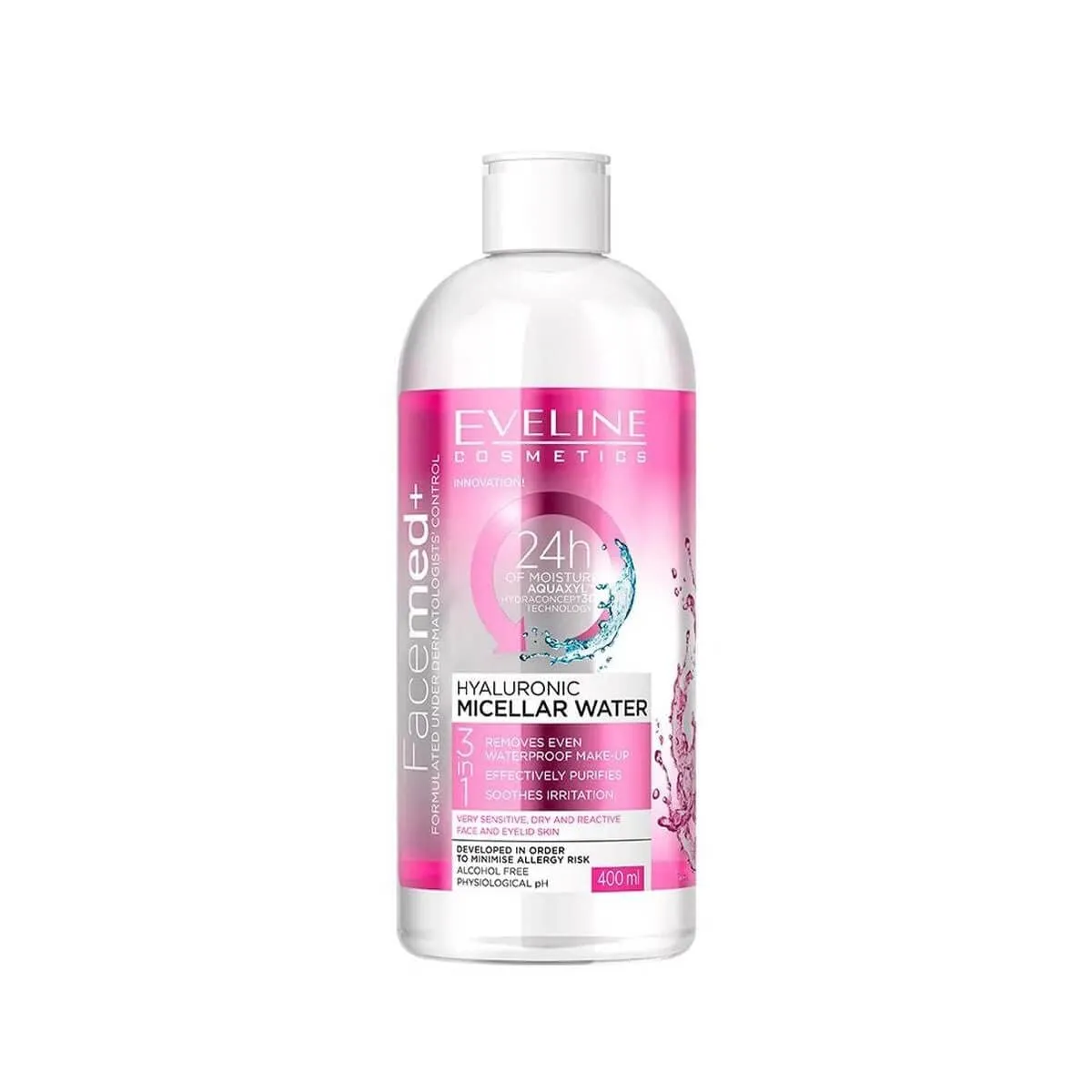 Eveline Cosmetics Hyaluronic Micellar Water, Effectively Purifies And Soothes, 500Ml