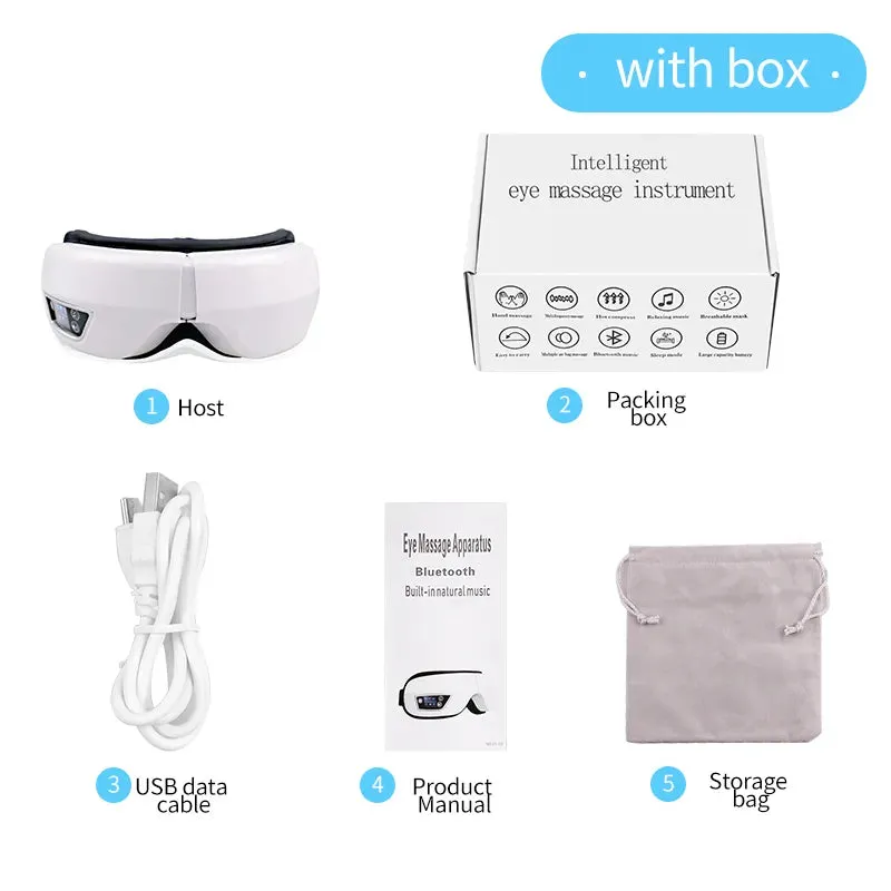 Eye Massager With Heat: Smart Airbag Vibration Eye Care Compress Bluetooth Eye Massage, Relax Migraines, Relief, Improve Sleep