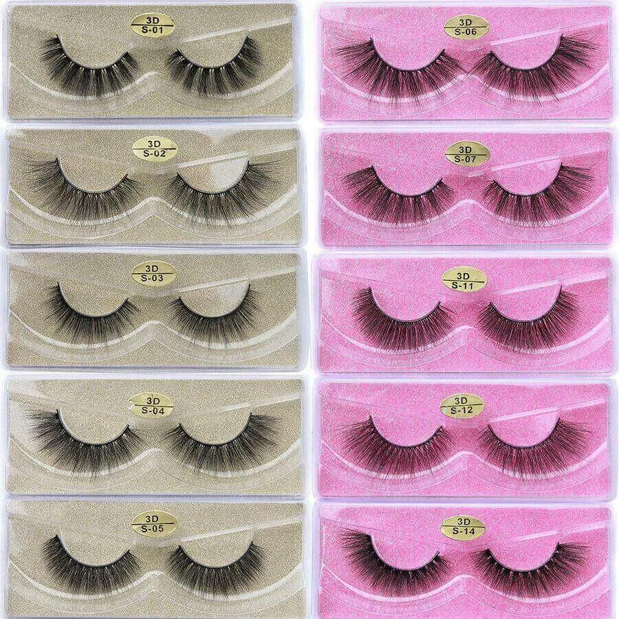 Eyelashes 10/50/100 Pairs 3d Mink Lashes Natural False Eyelash Faux