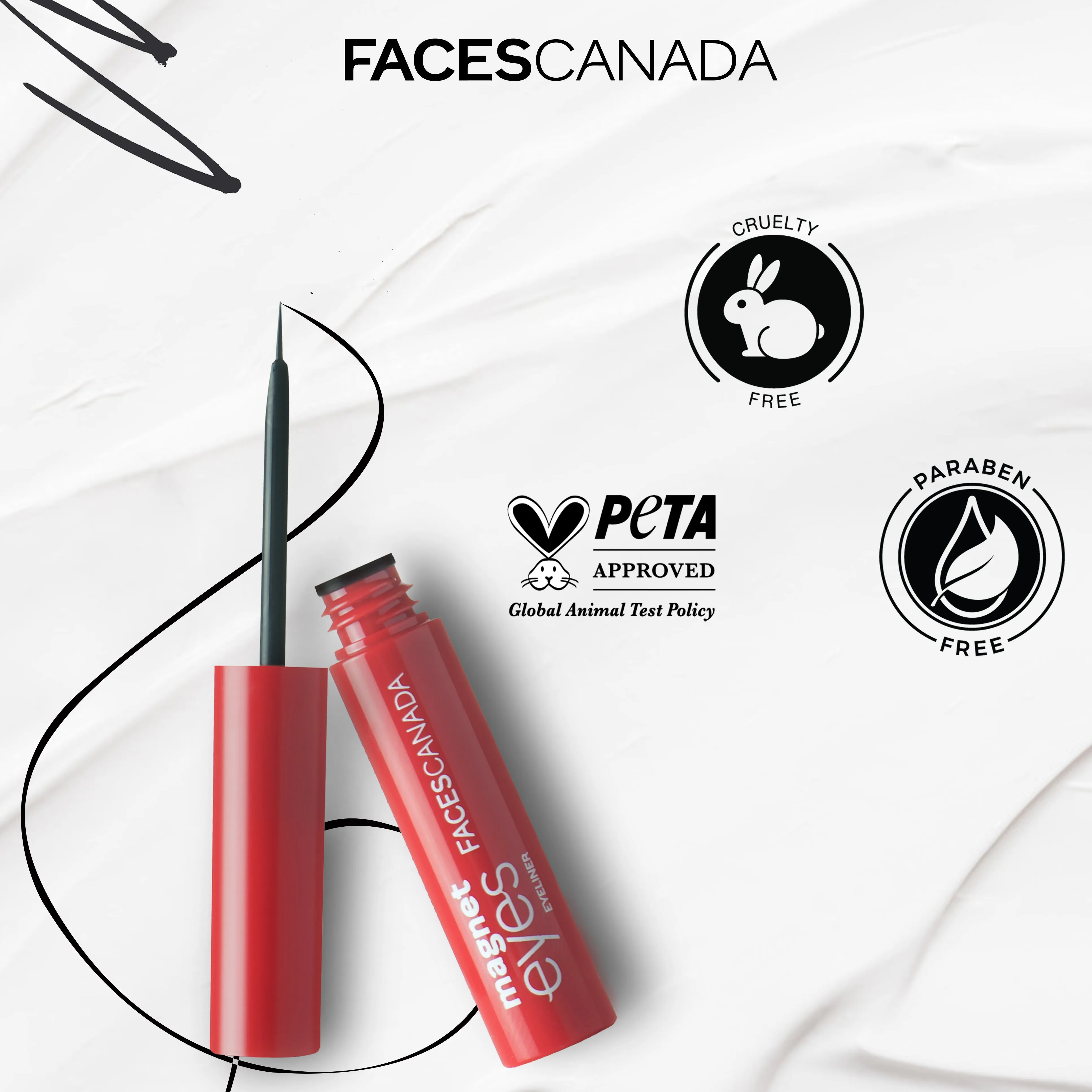 FACES CANADA Magneteyes Eyeliner - Black, 3.5ml | Intense Color | Quick Drying | 24HR Long Lasting | Fine Tip Precision | Almond Oil Enriched | Waterproof | Smudgeproof