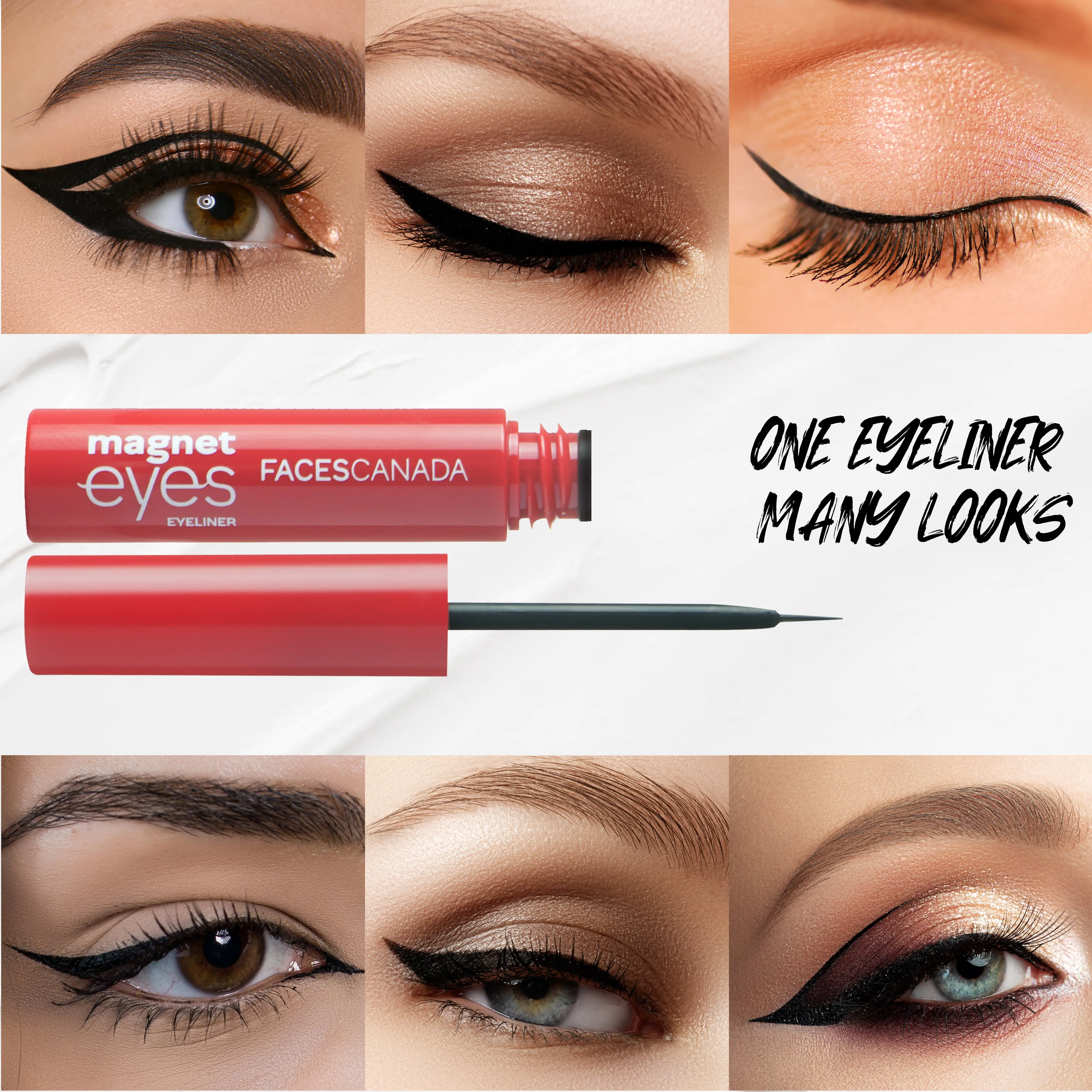 FACES CANADA Magneteyes Eyeliner - Black, 3.5ml | Intense Color | Quick Drying | 24HR Long Lasting | Fine Tip Precision | Almond Oil Enriched | Waterproof | Smudgeproof