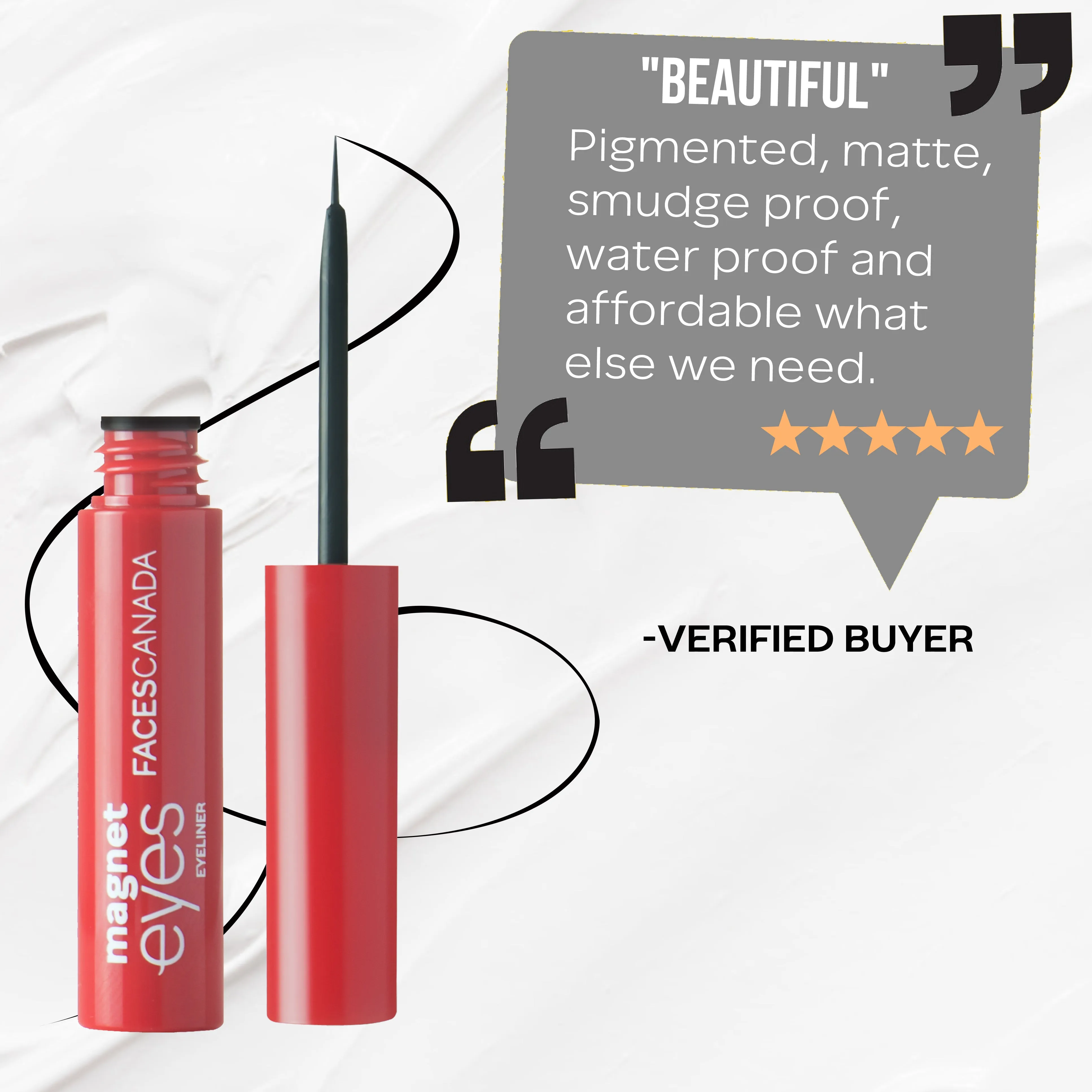 FACES CANADA Magneteyes Eyeliner - Black, 3.5ml | Intense Color | Quick Drying | 24HR Long Lasting | Fine Tip Precision | Almond Oil Enriched | Waterproof | Smudgeproof