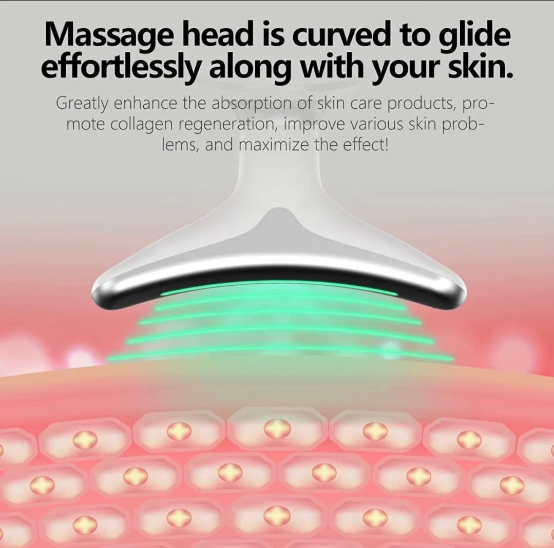 Facial Detoxification LED Light Vibration Lifting Therapy Neck and Face Beauty Device