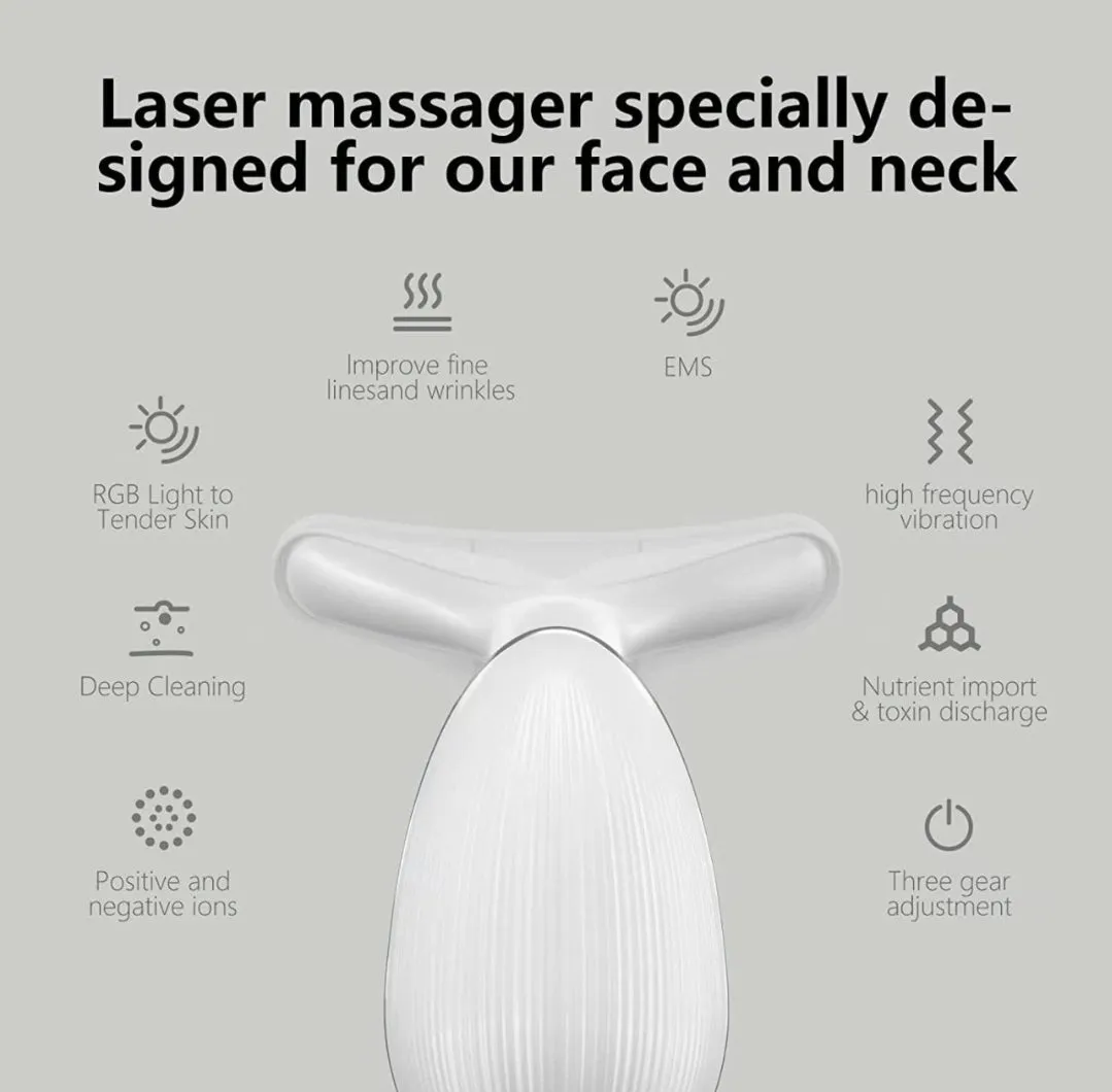 Facial Detoxification LED Light Vibration Lifting Therapy Neck and Face Beauty Device