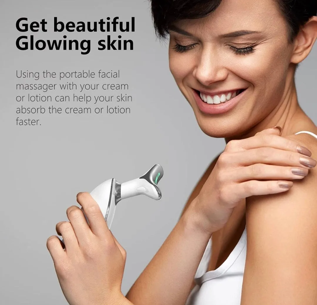 Facial Detoxification LED Light Vibration Lifting Therapy Neck and Face Beauty Device