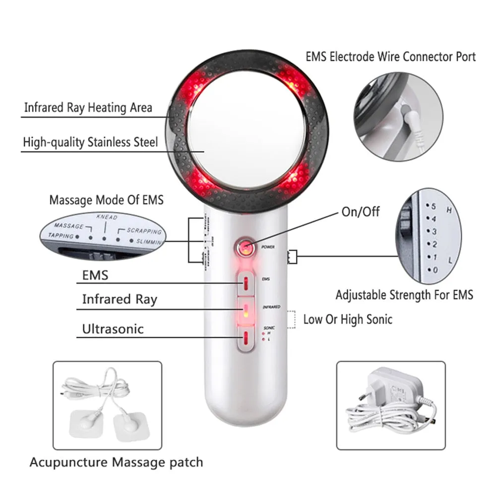 Facial Lifting Body Slimming Massager EMS Ultrasound Cavitation Lipo Fat Burner Machine Galvanic Infrared Ultrasonic Weight Lose