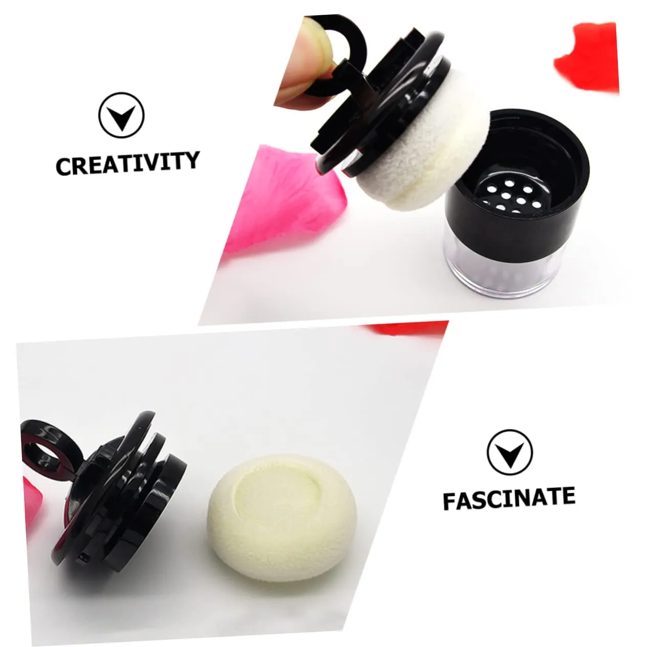 FRCOLOR 10pcs Portable Loose Puff Box Makeup Container Travel-friendly Design for Compact Mushroom-shaped Case for Makeup