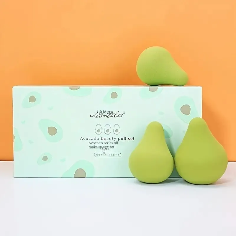 Fruit Puff Set 3 Pieces | Avocado Puff Gift Set | Suitable For Foundation And Makeup Puff | Cream | Powder | Concealer
