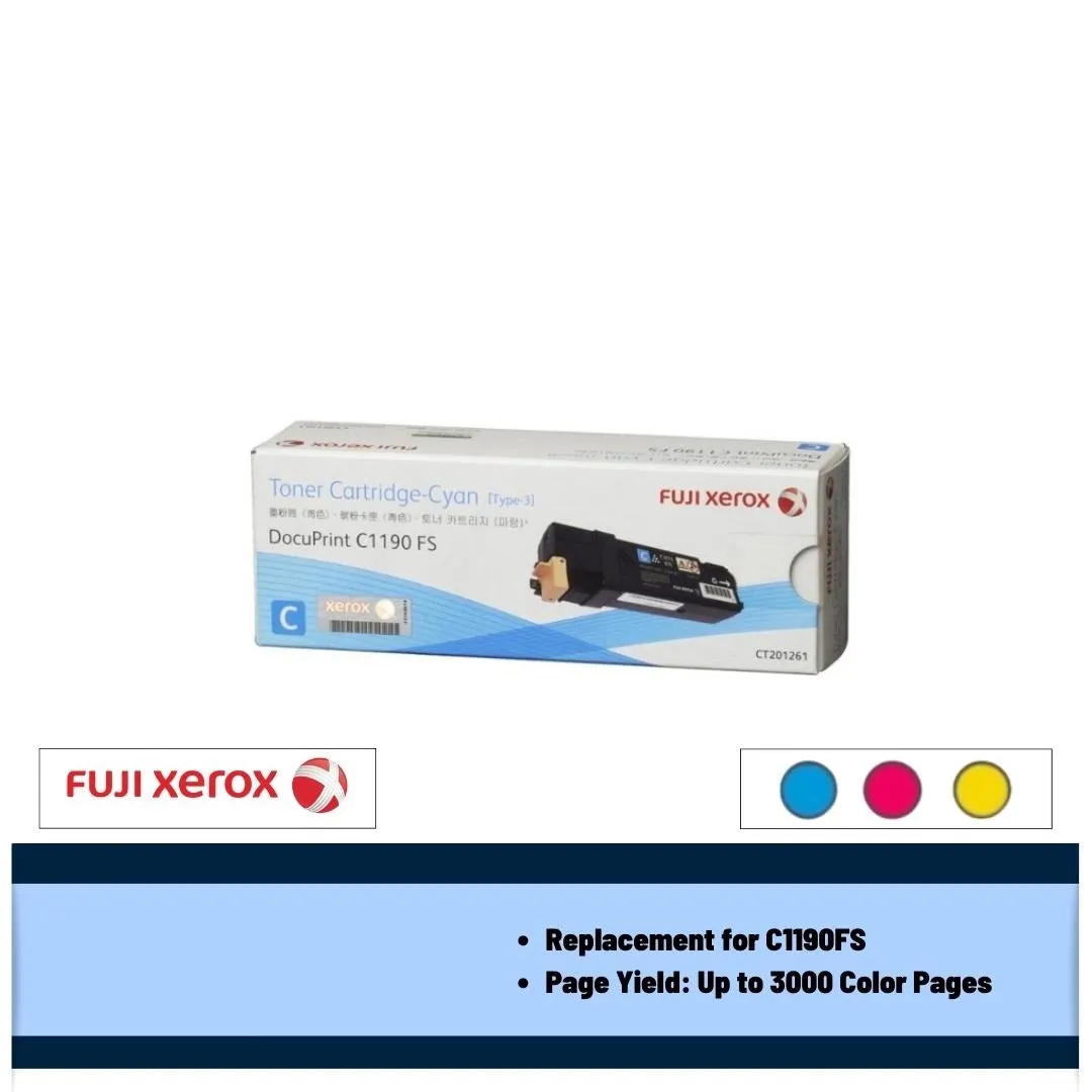 Fuji Xerox CT201261/CT201262/CT201263 3K Toner Cartridge (Cyan/Magenta/Yellow) (CLEARANCE SALE)