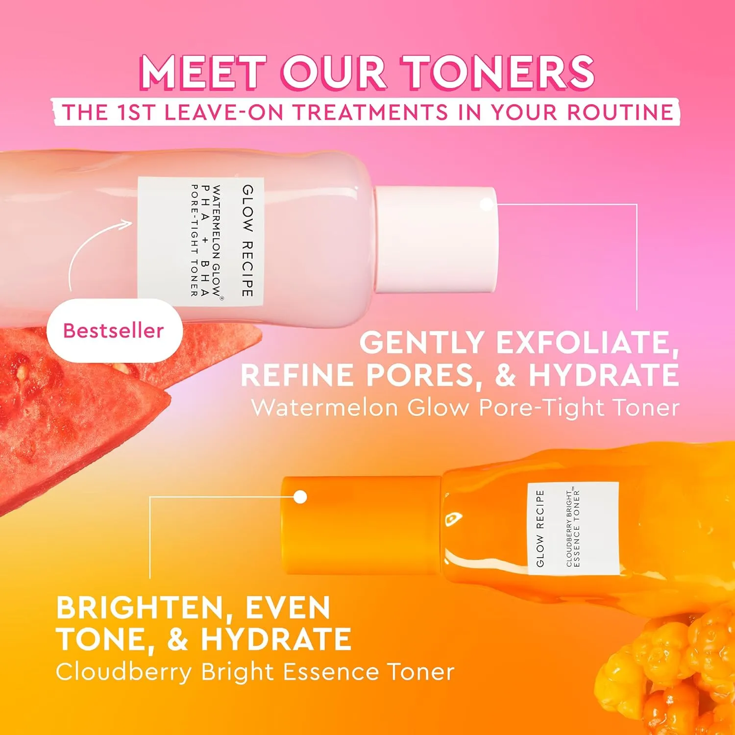 Glow Recipe Cloudberry Brightening Toner   Essence Skincare - CoQ10 Face Toner to Strengthen Skin Barrier   Hydrating Rice Water, Vitamin C, E & 5% Glycerin to Soften & Even Skin Tone (75ml)