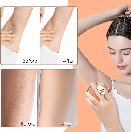 Gold Crystal Hair Remover, Washable Reusable Skin Exfoliating Hair Removal Stone