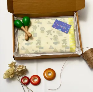 Gudgoodie Baby Gift Set Muslin Dohar & Maracas- Mischievous Monsters