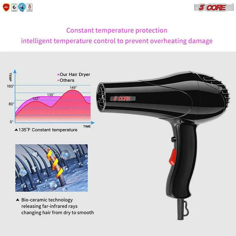 Hair Blow Dryer Professional Lightweight Hair Dryer Ionic Men Women Blower 1875W Ceramic Quiet Styling Pik 5 Core HD S