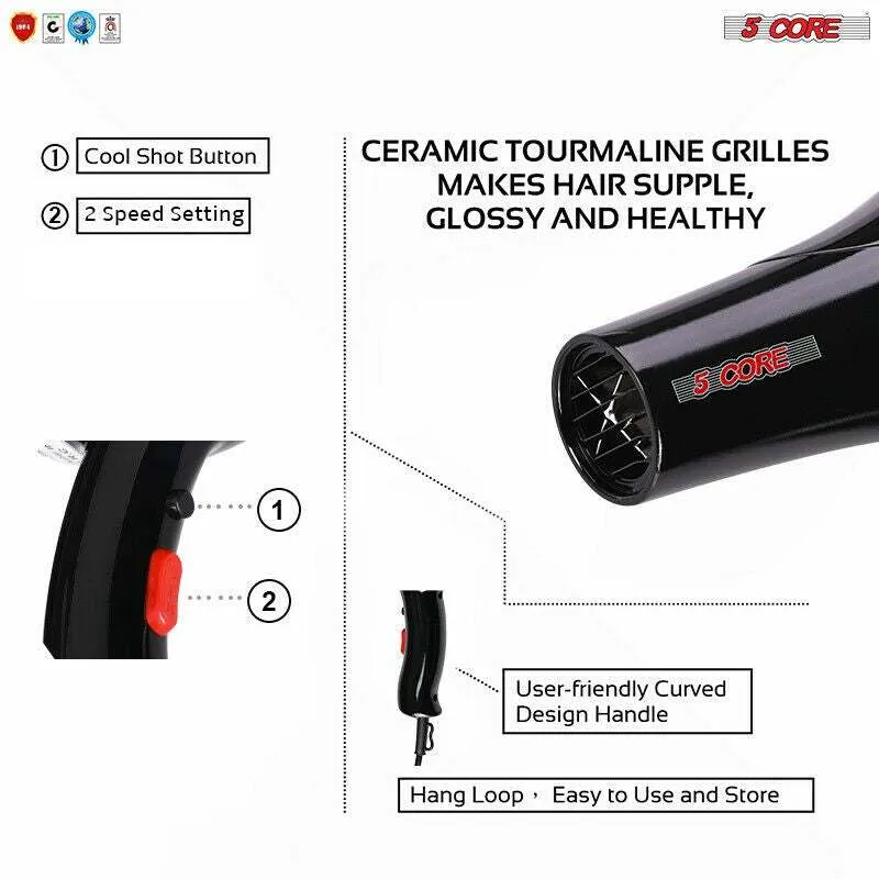 Hair Blow Dryer Professional Lightweight Hair Dryer Ionic Men Women Blower 1875W Ceramic Quiet Styling Pik 5 Core HD S