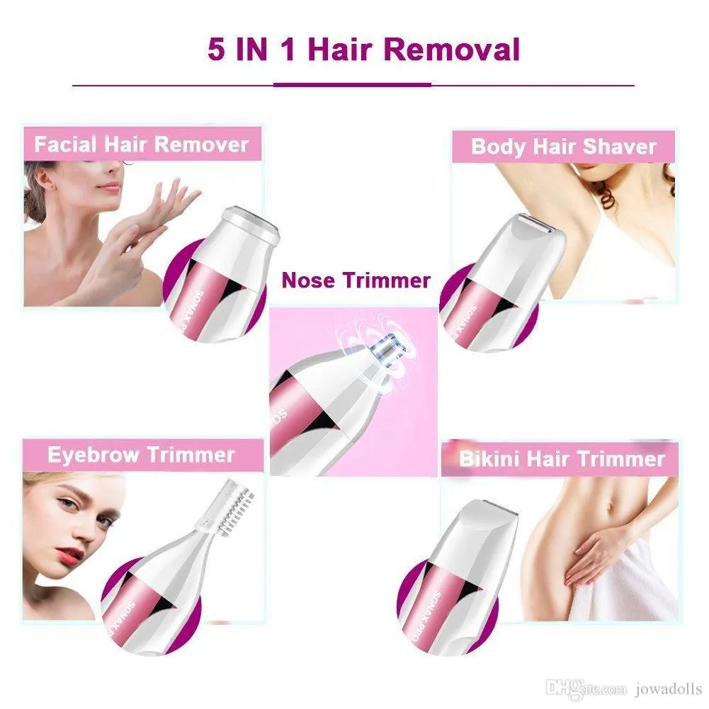 Hair Removal Hand held device with 5 interchangeable Attachments