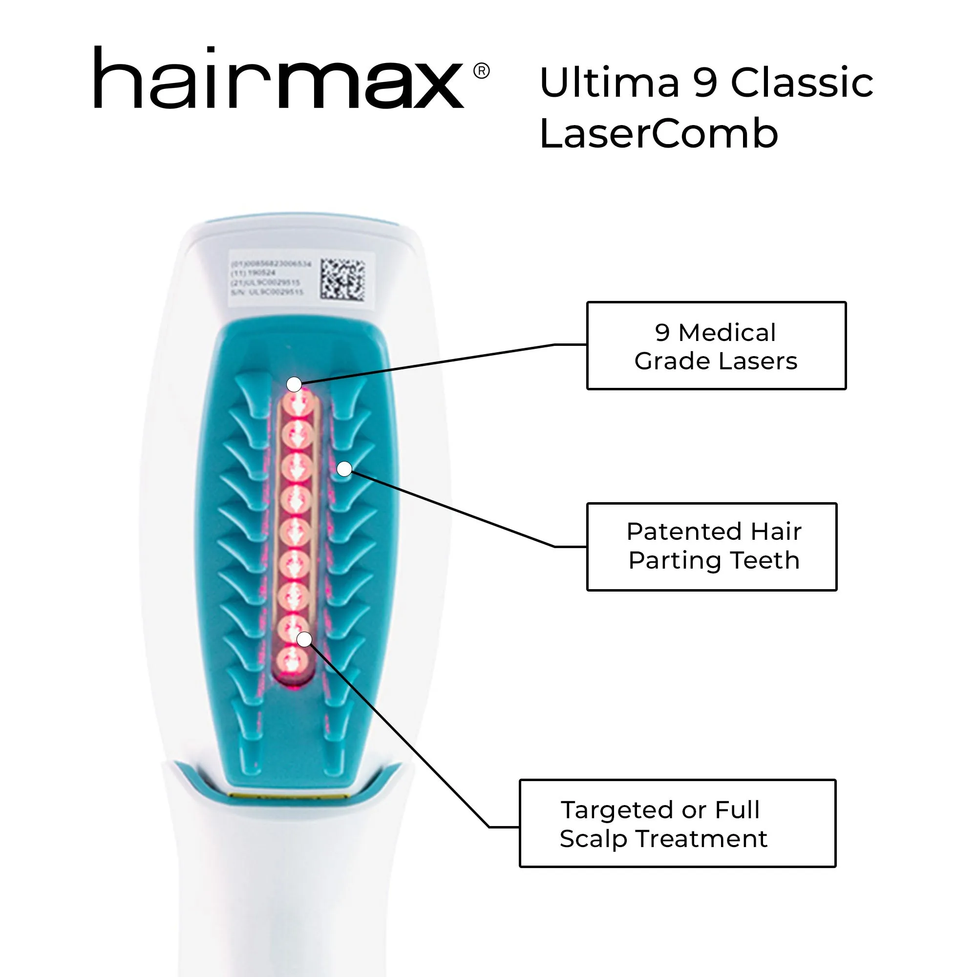 HairMax Ultima 12 Classic LaserComb Hair Growth Device