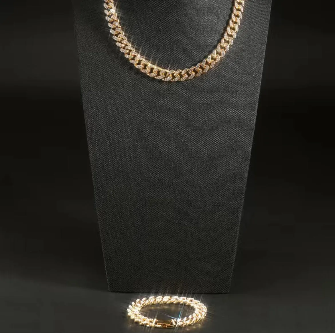 Hip-Hop Cuban Necklace and Bracelet Set for Men