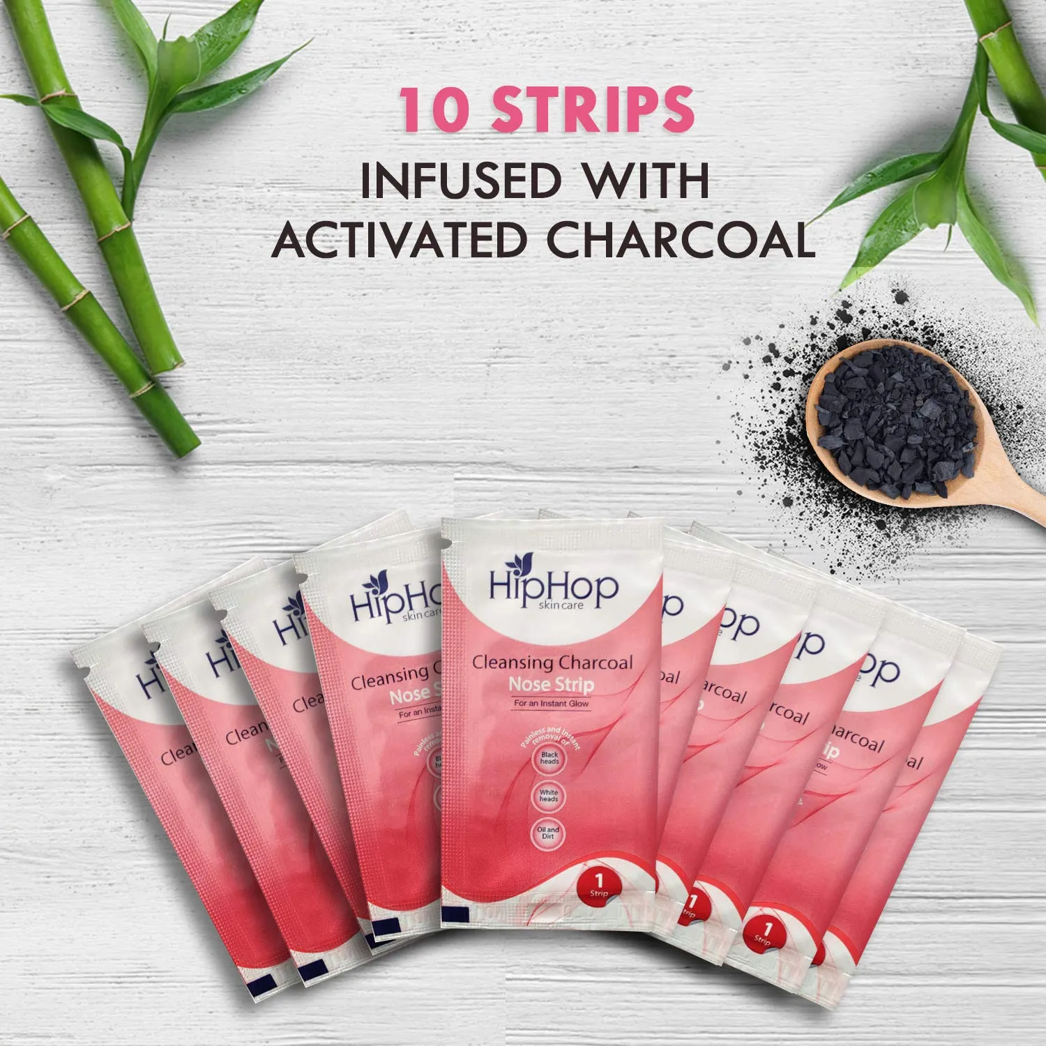 HipHop Blackhead Remover Nose Strips for Women (Activated Charcoal, 10 Strips)   Body Wax Strips (Choco Extract, 8 Strips)