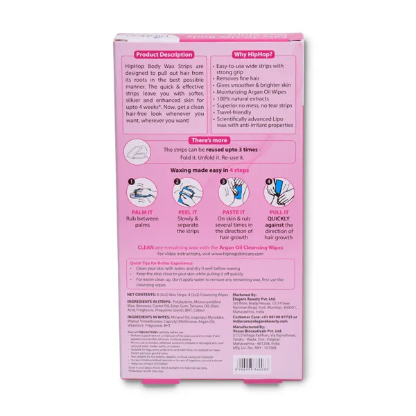HipHop Blackhead Remover Nose Strips for Women (Activated Charcoal, 10 Strips)   Body Wax Strips (Choco Extract, 8 Strips)