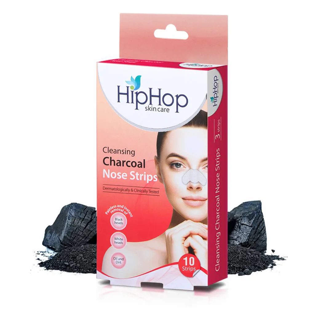 HipHop Blackhead Remover Nose Strips for Women (Activated Charcoal, 10 Strips)   Body Wax Strips (Choco Extract, 8 Strips)