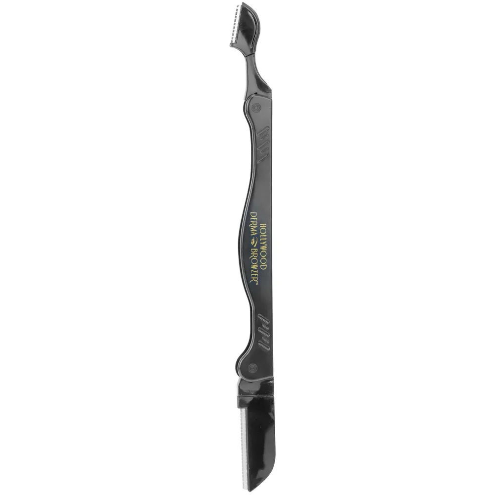 Hollywood Browzer Dual-Sided Dermabrowzer Hair Removal & Dermaplaning Tool Black