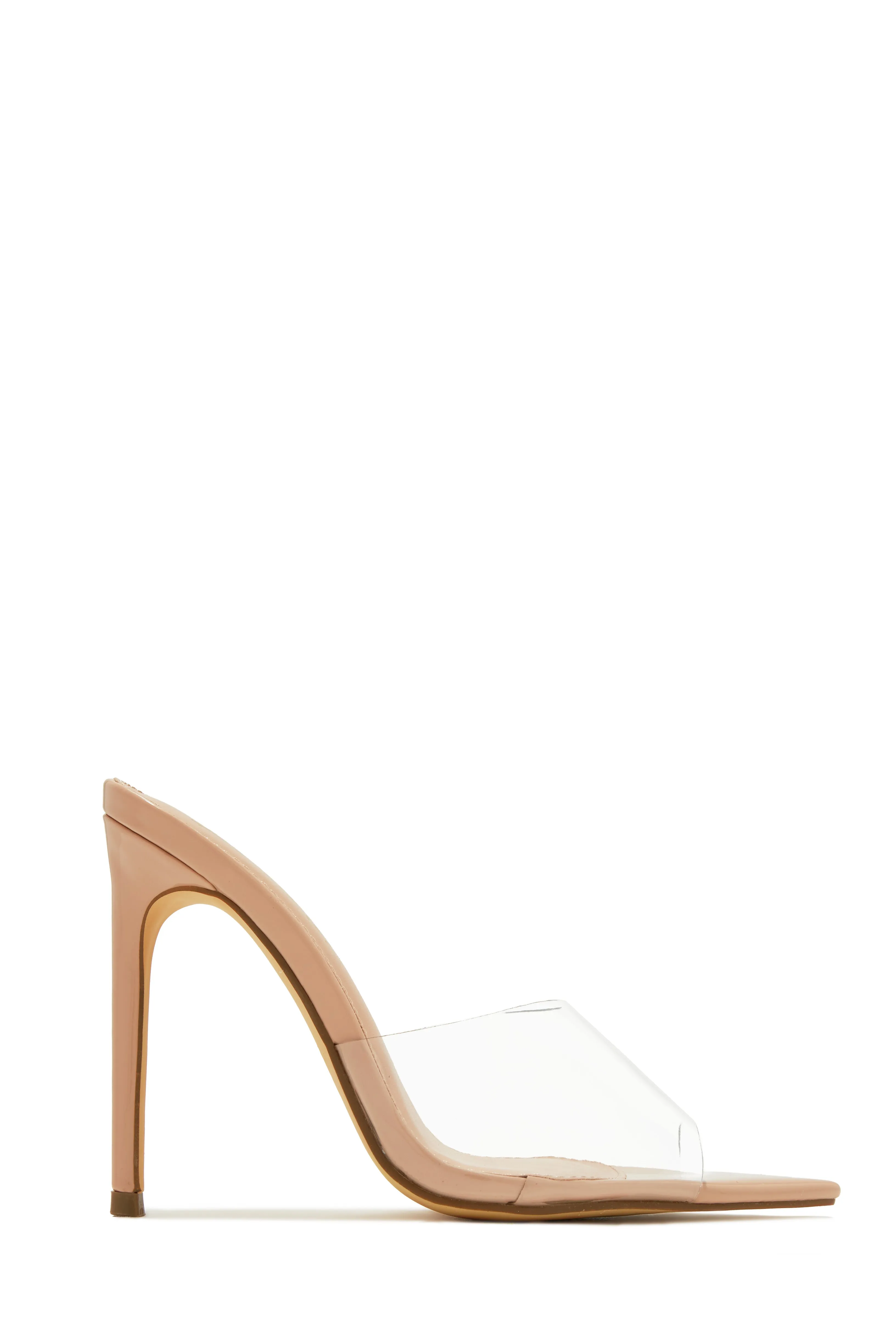 Ionic Clear Strap High Heel Mules - Gold