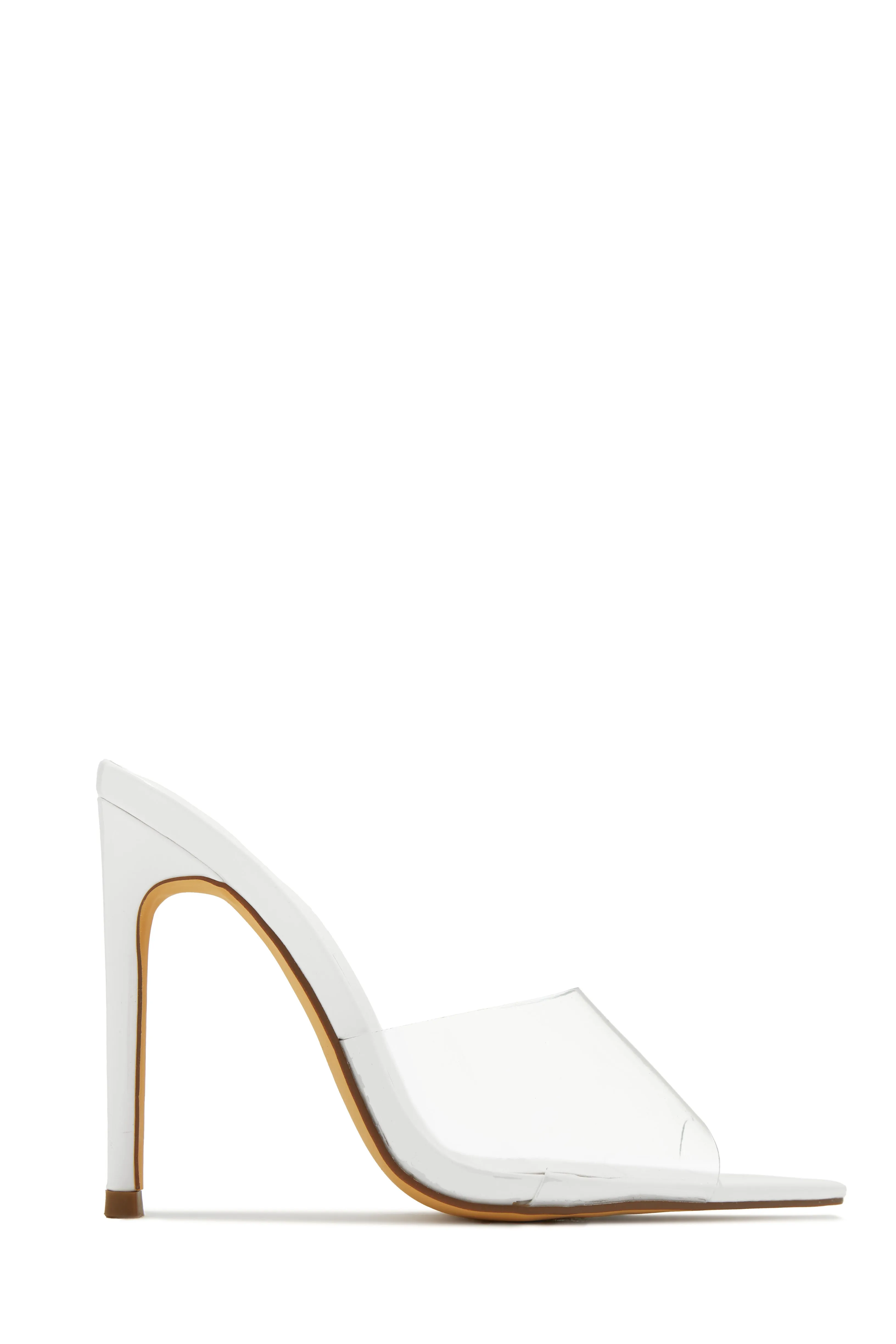 Ionic Clear Strap High Heel Mules - Gold