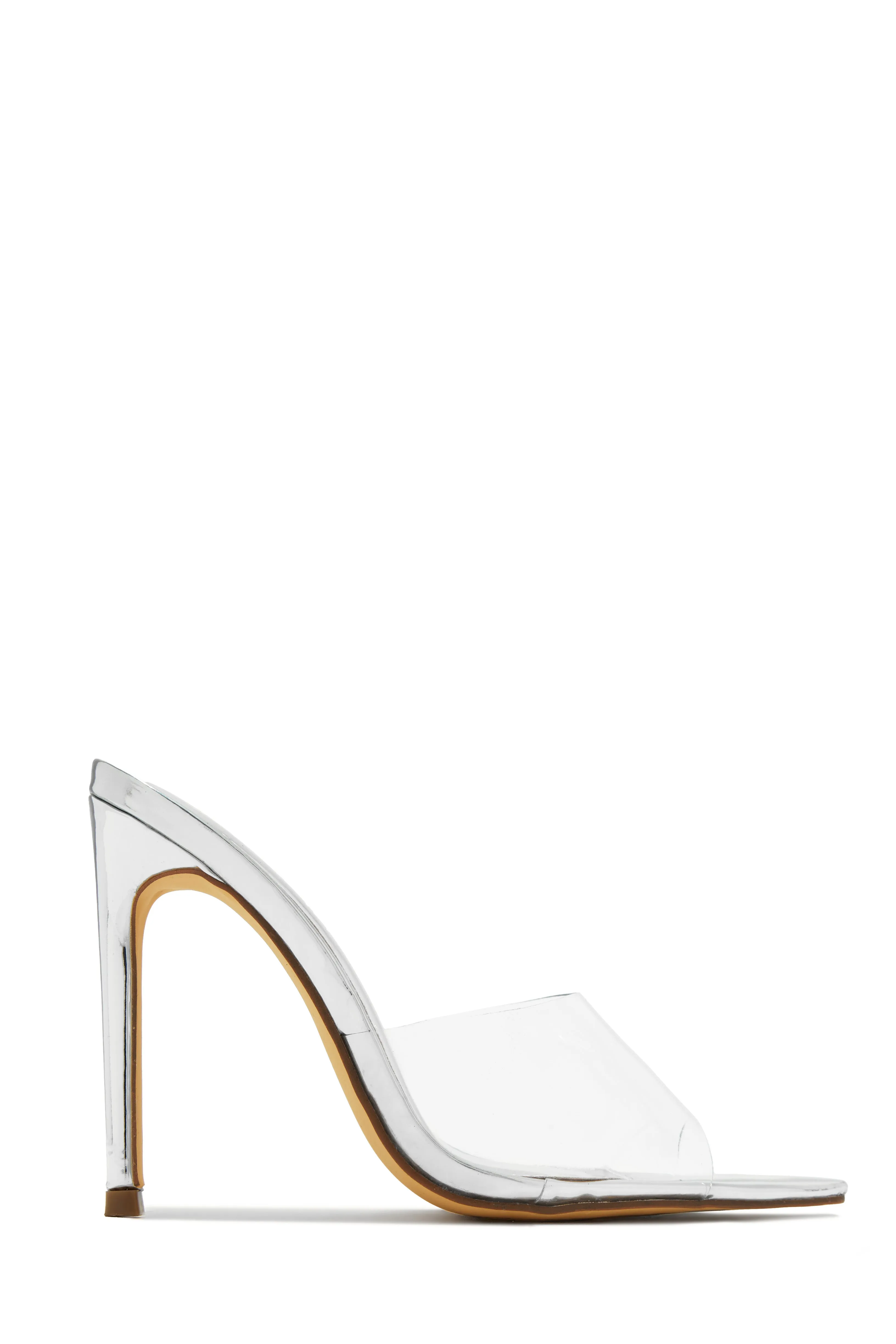 Ionic Clear Strap High Heel Mules - Gold