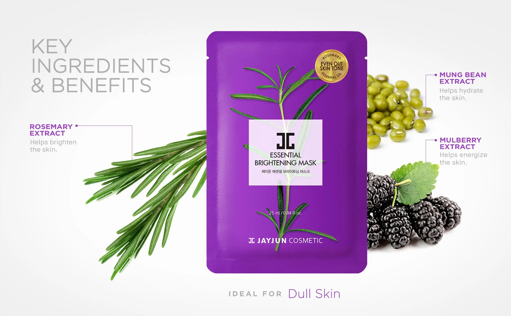 JAYJUN Essential Brightening Up Mask قناع ورقي بزيت اكليل الجبل