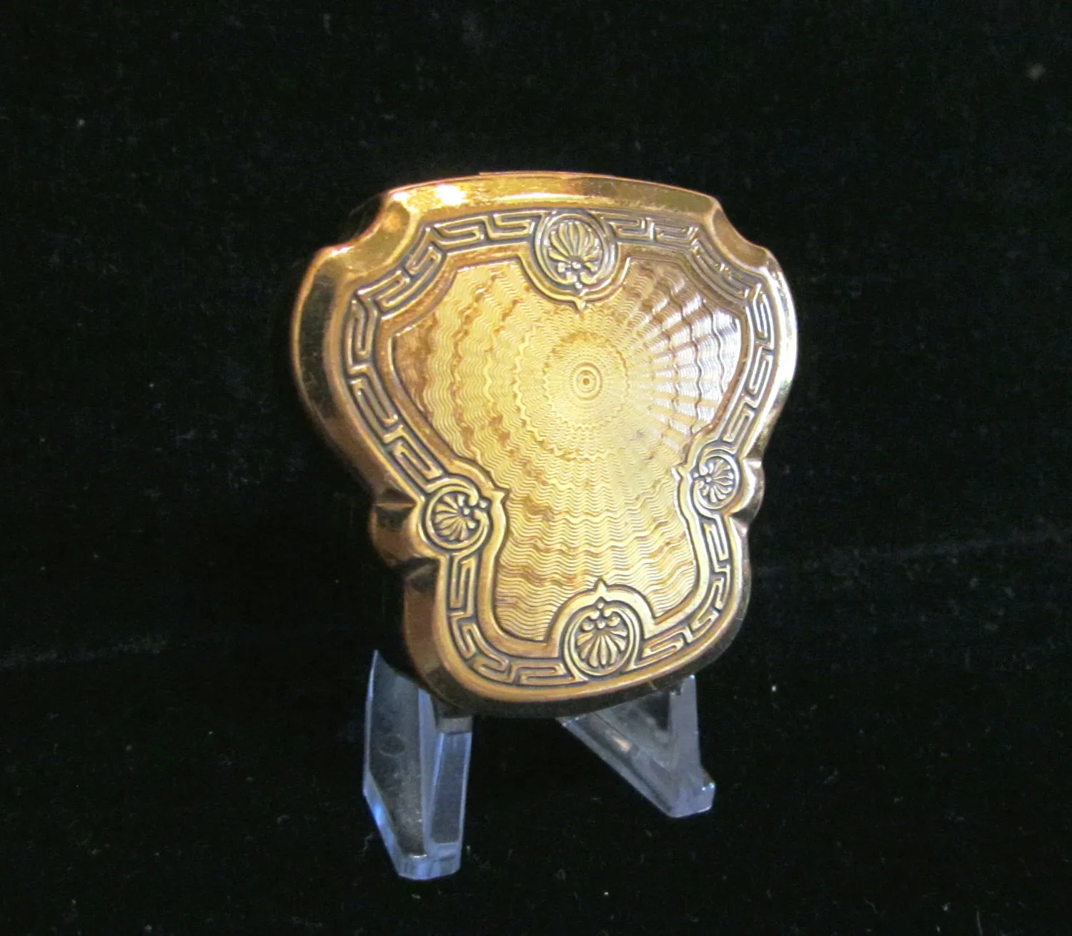 Karess Woodworth Compact 1917 Gold Guilloche Powder & Rouge Rare Gift Boxed