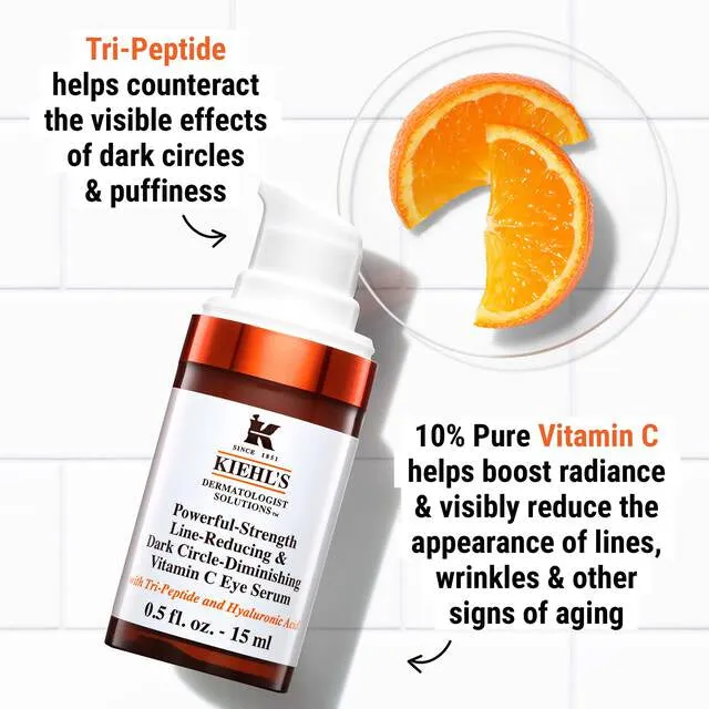 Kiehl's dermatologist solutions powerful strength line reducing and dark circles dimensioning vitamin C eye Serum سيروم العين لعلاج الخطوط والهالات من كيلز