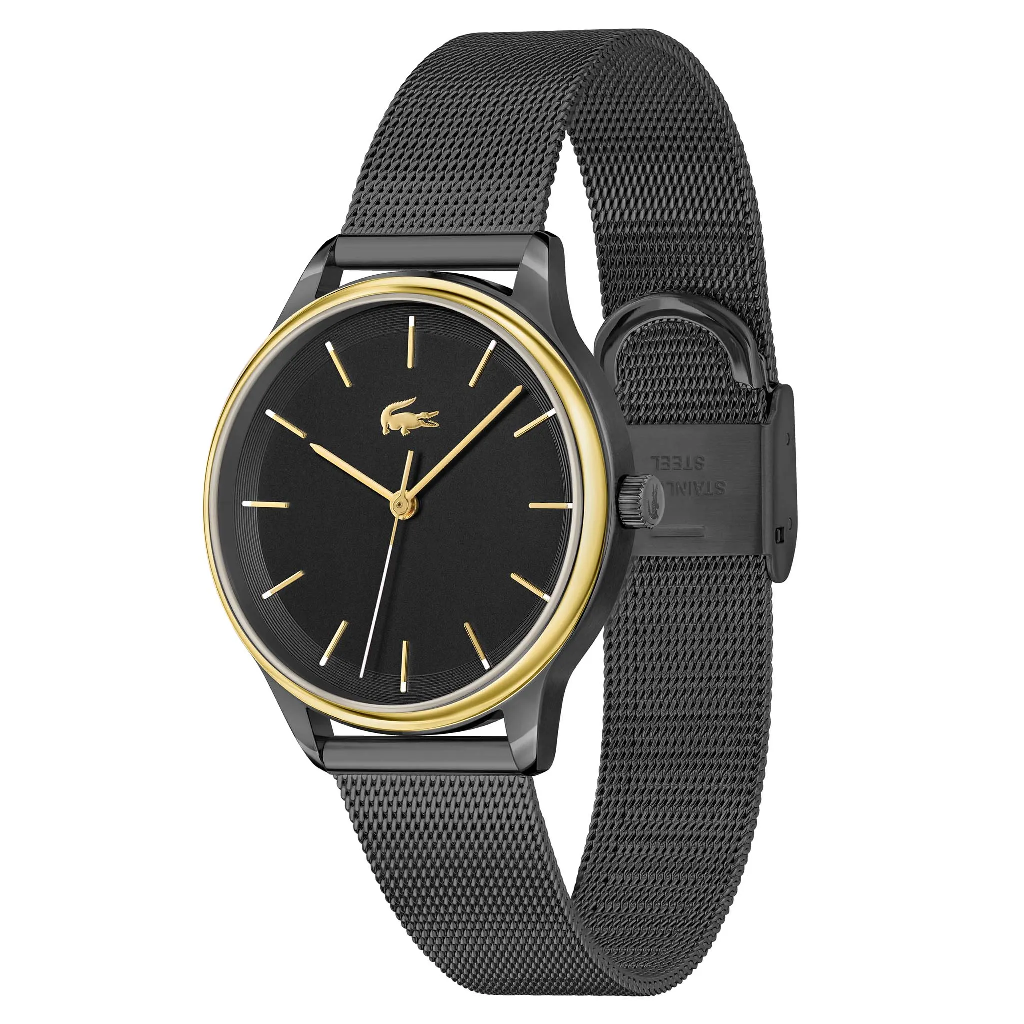 Lacoste Steel Mesh Black Dial Women's Watch - 2001210
