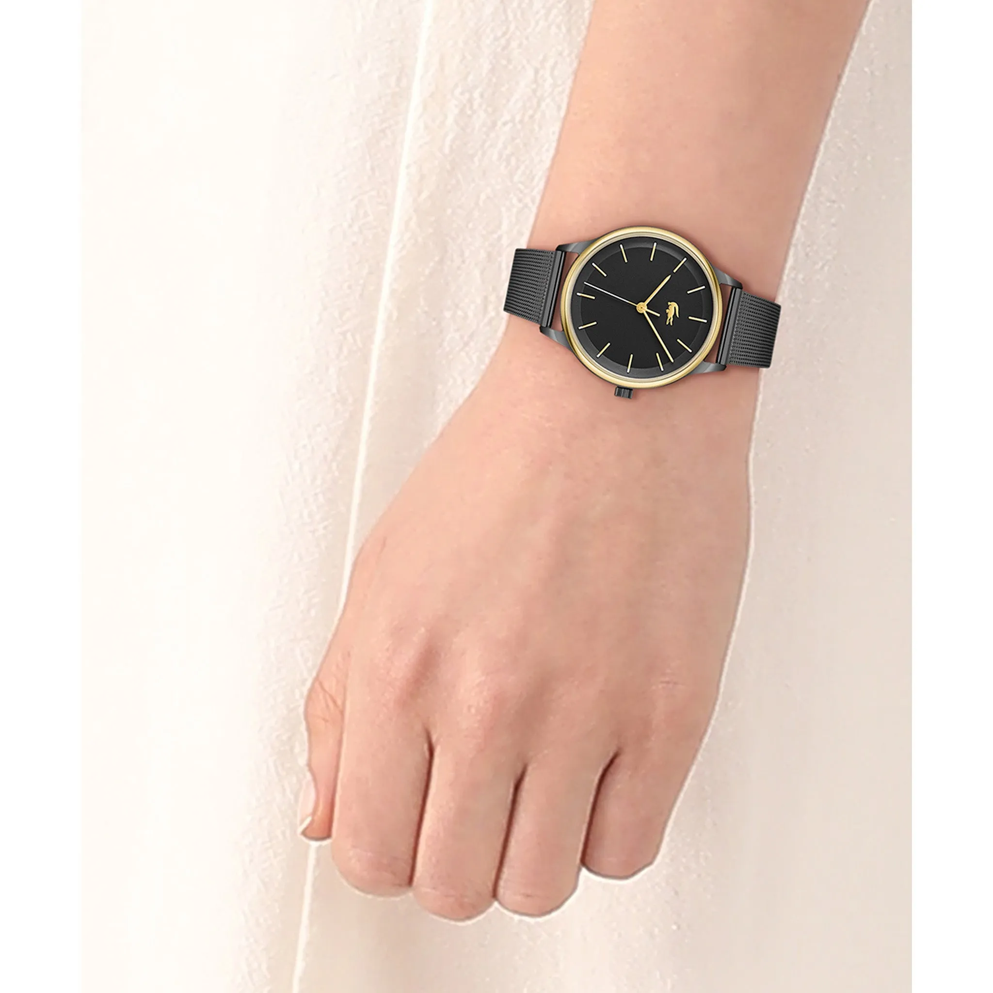 Lacoste Steel Mesh Black Dial Women's Watch - 2001210