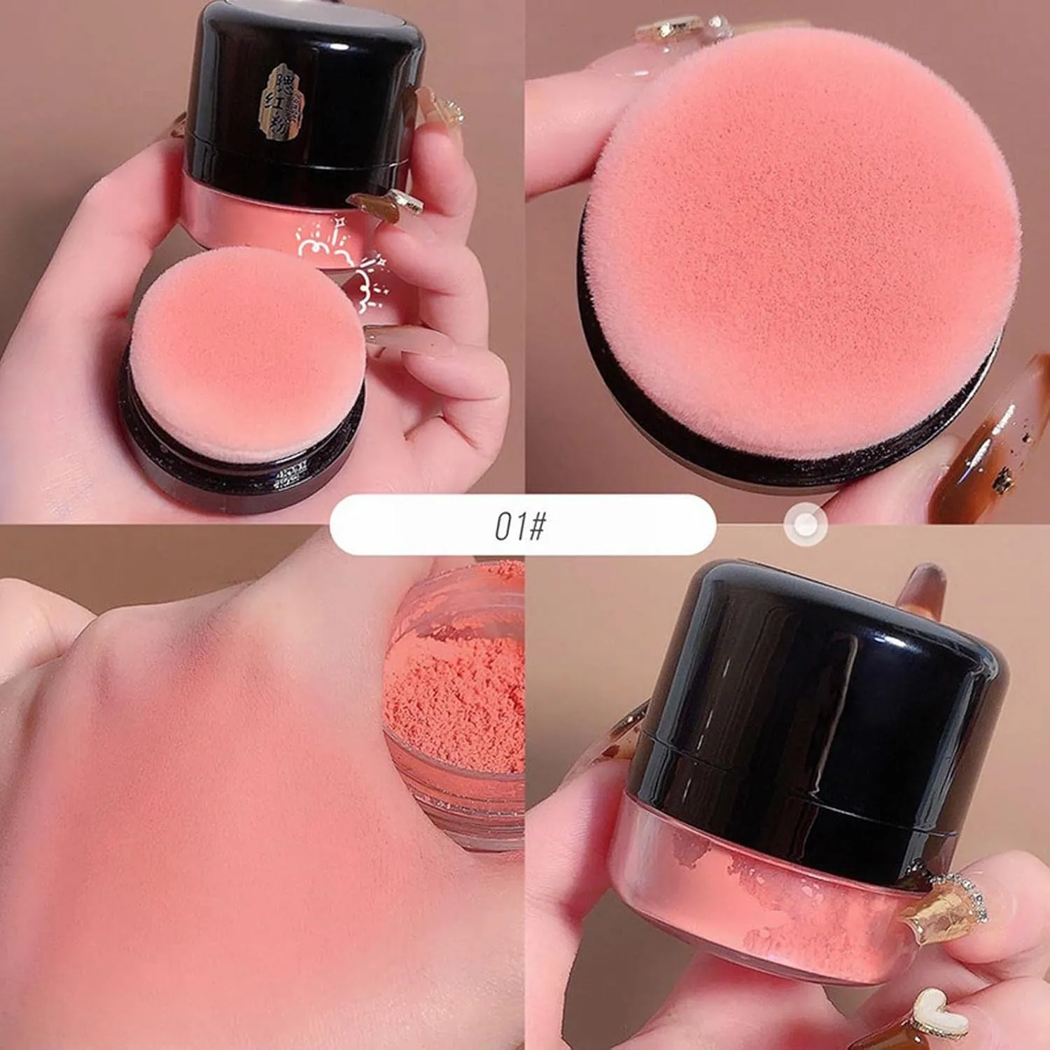 Loose Air Cushion Blush, Skin Friendly and Soft Color Air Cushion Powder Blusher, Highly Pigmented and Natural Blusher(A)
