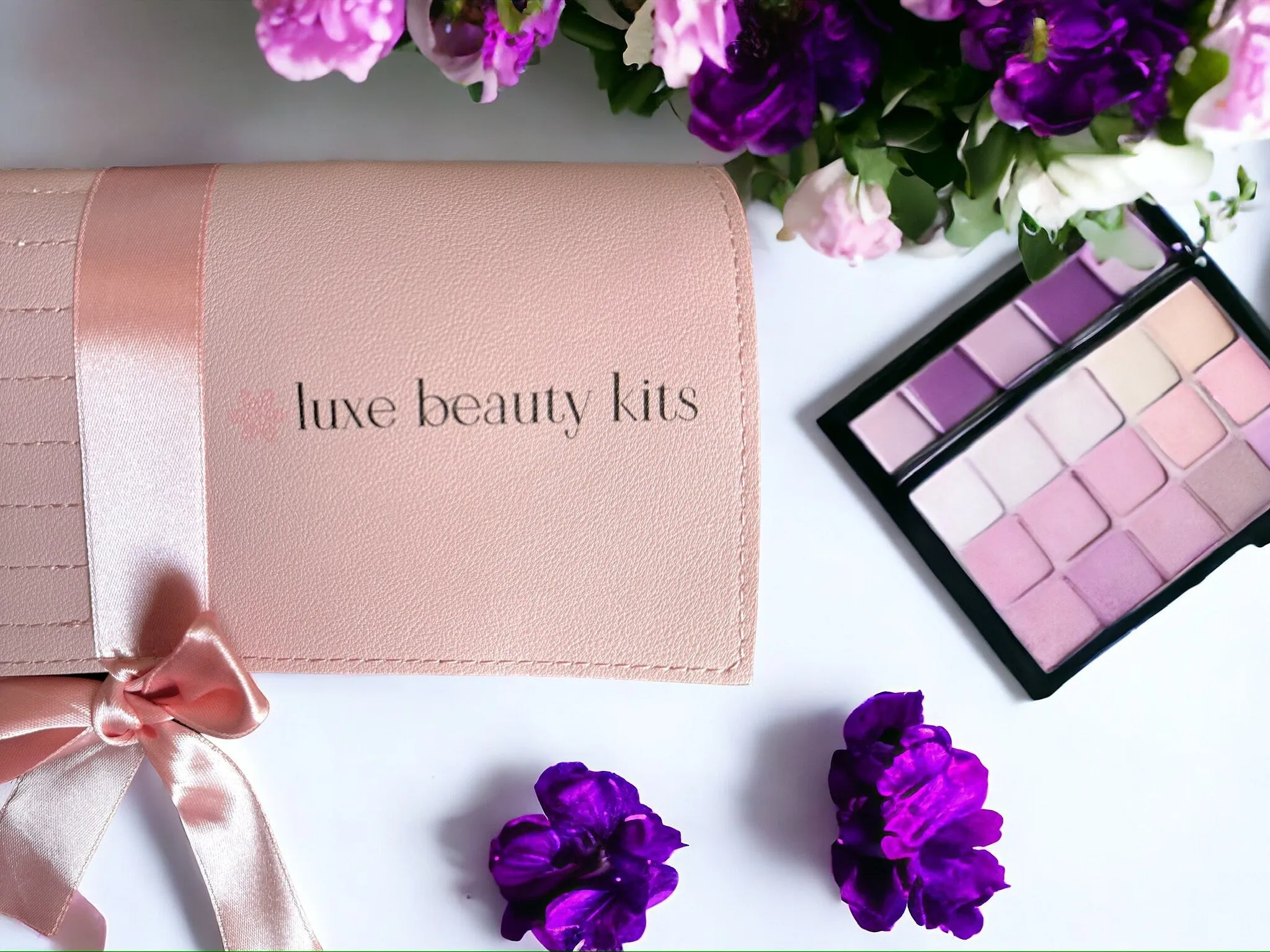 LuxeCrystal Complete Makeup Brush Set | 3 COLOURS | Girly Gifts | Coquette Aesthetic | Gifts for Her | Self Care Gift Set | Makeup Brush Bag
