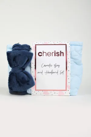 Make Up Bag & Hairband Set in Blue