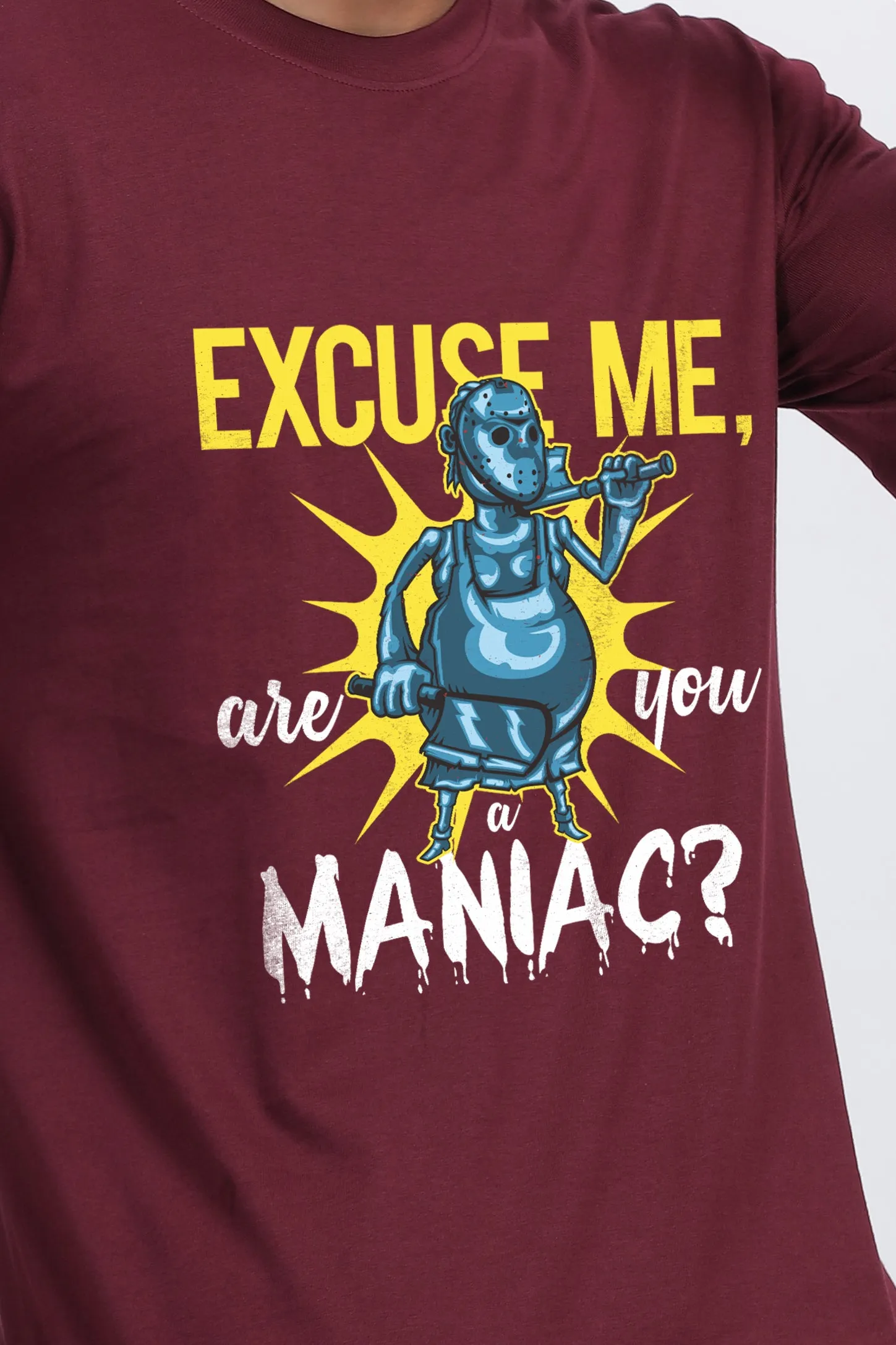 MANIAC MAROON GRPAHIC T-SHIRT