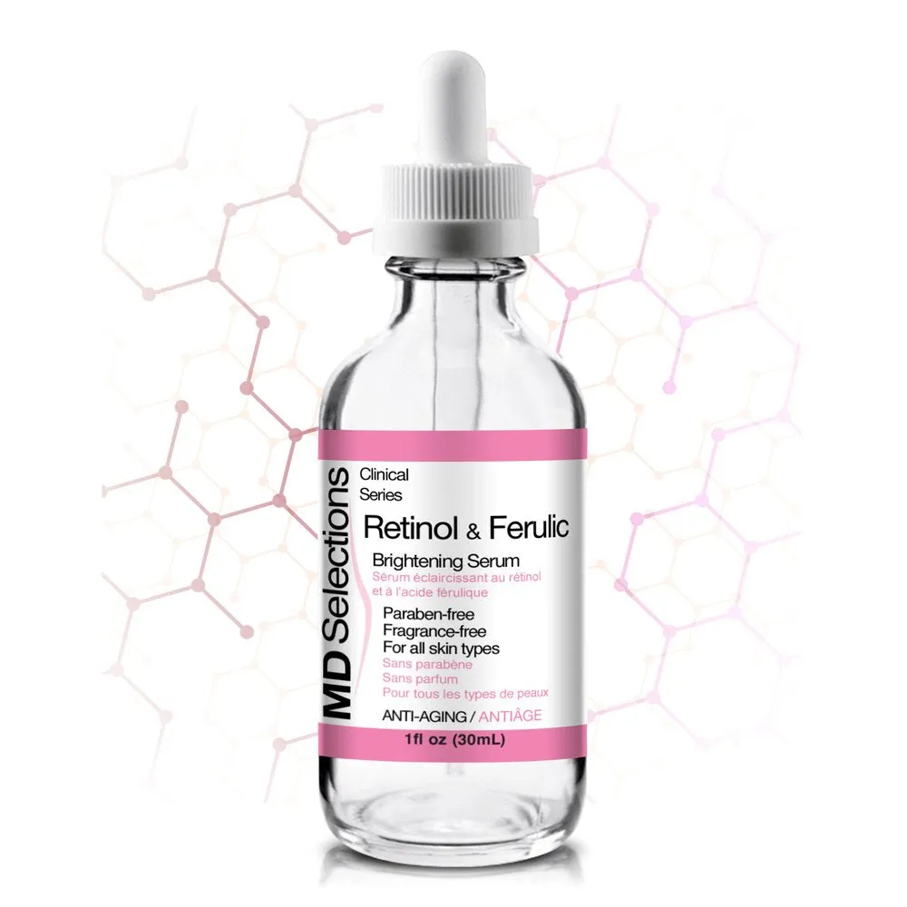 MD Selections Vitamin C/Retinol & Ferulic Serum Set for Face | Day & Night Serum, 2 oz