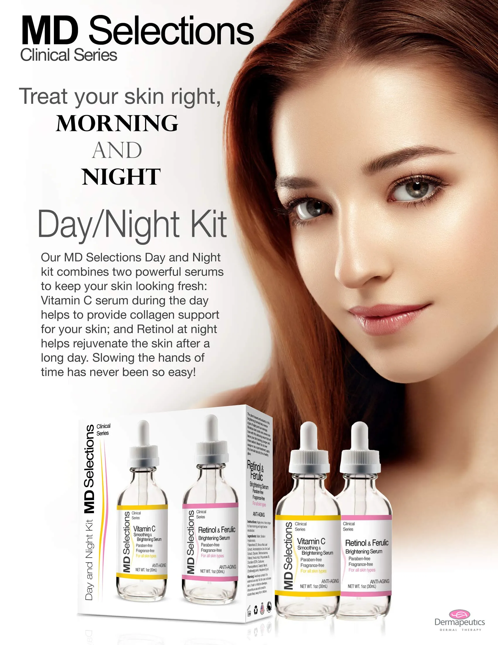 MD Selections Vitamin C/Retinol & Ferulic Serum Set for Face | Day & Night Serum, 2 oz