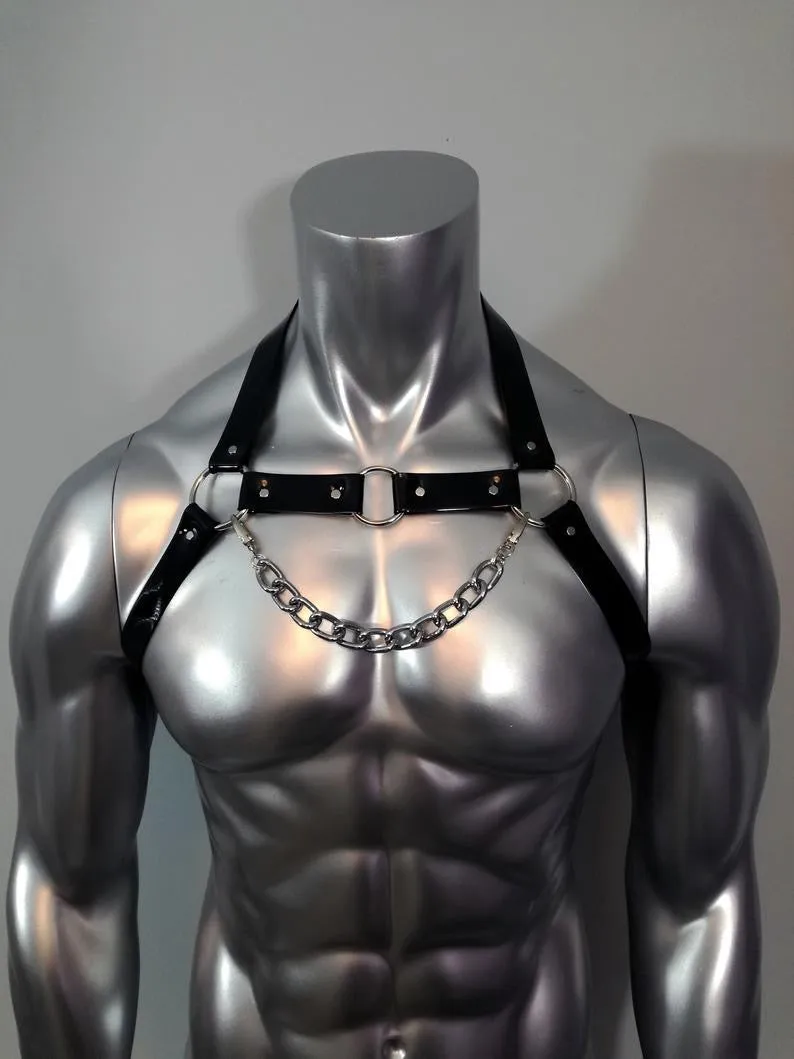 MEN’S UNIFORM TEMPTATION LEATHER HARNESS AND LINGERIE BUNDLE