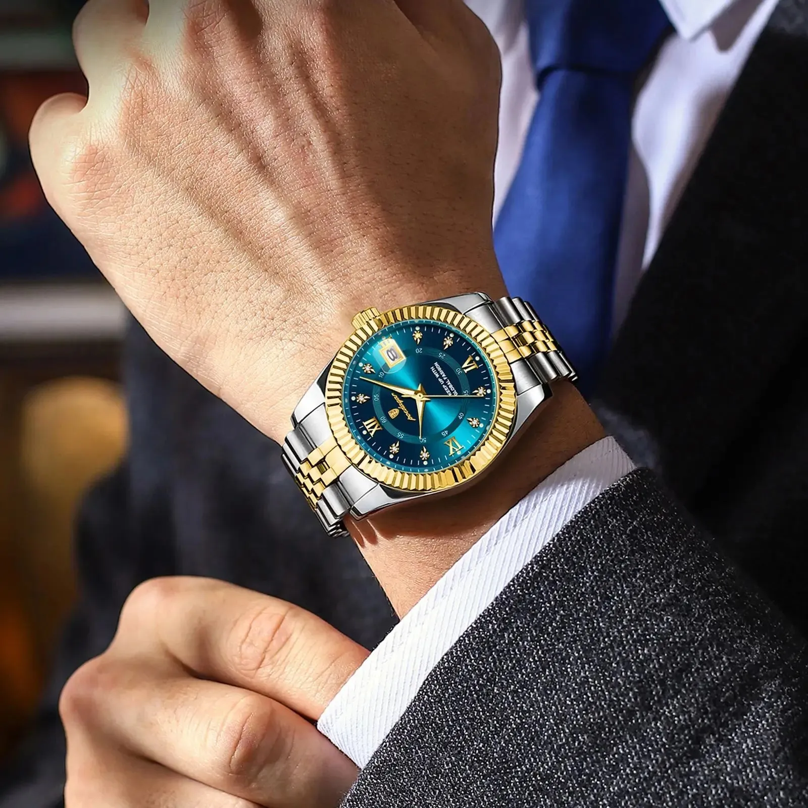 Men's Watch - Waterproof, Luminous Date, Quartz Stainless Steel Wristwatch with Box, Reloj Masculino