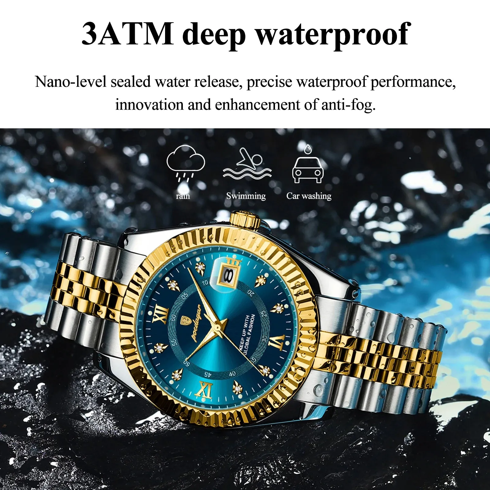 Men's Watch - Waterproof, Luminous Date, Quartz Stainless Steel Wristwatch with Box, Reloj Masculino