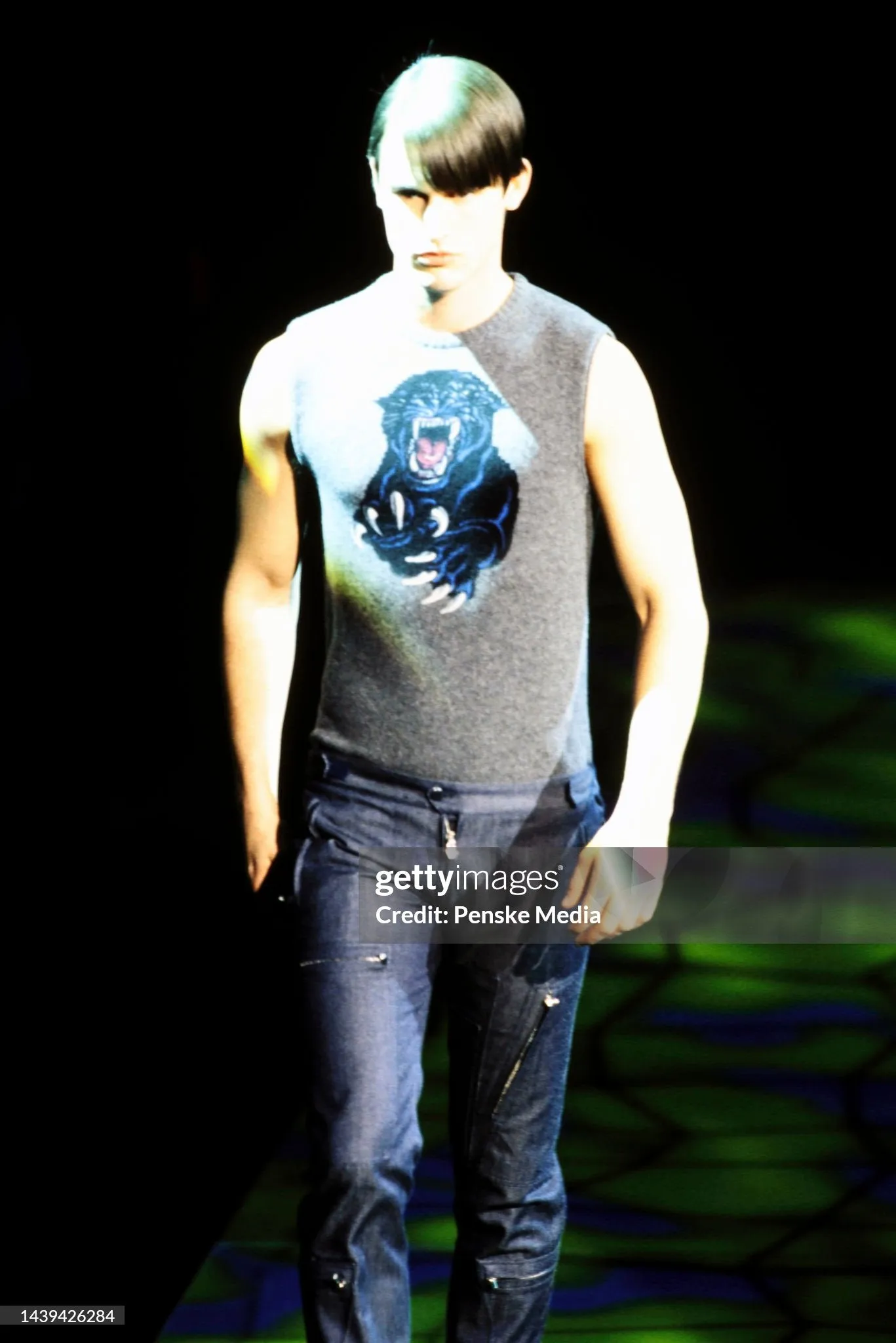 *Menswear* Versace Fall 2000 Panther Head Cream Knitted Sweater